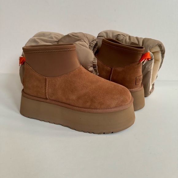 UGG CLASSIC MINI DIPPER PUFFER AMPHORA CHESTNUT PLATFORM BOOTS - Picture 6 of 8